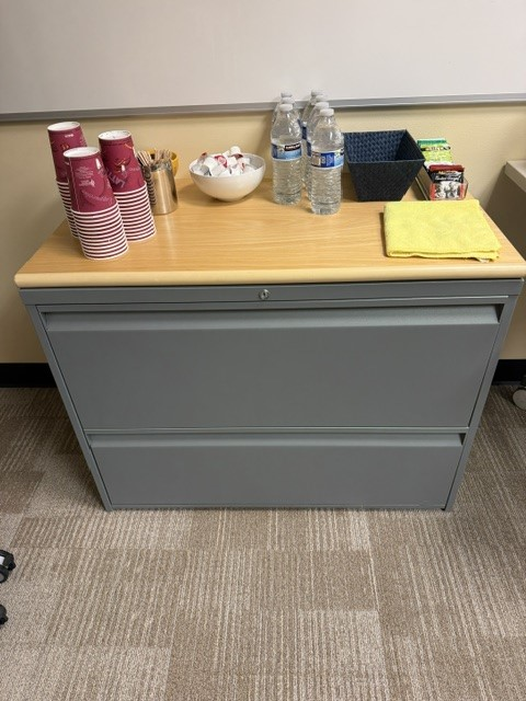 2-Drawer Metal Cabinet with Light Wood Laminate Top