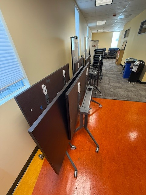 Gray Rolling Fold Up Laminate Tables 30''x5'