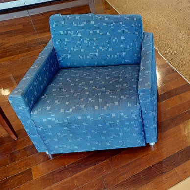 Blue patterned lounge chair