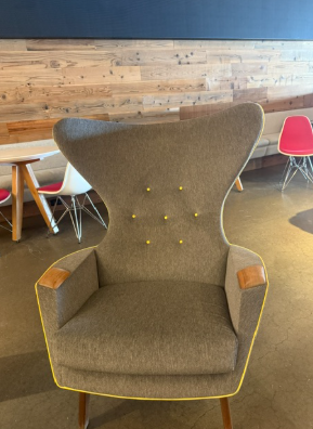 Grey Arm Chair - Yellow Trim