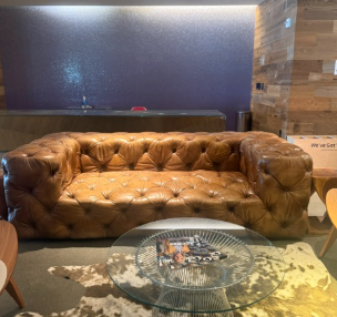 Tufted Brown Leather Couch