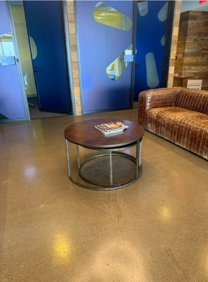 wood &amp; metal round coffee table