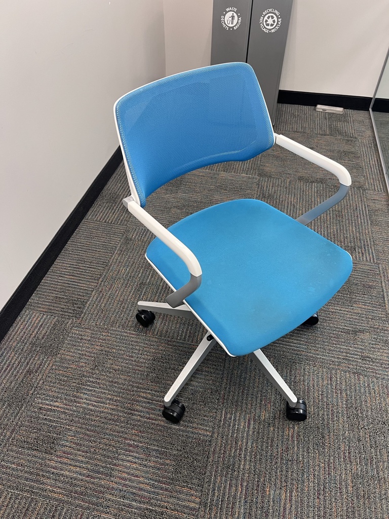 Baby blue chair white arms