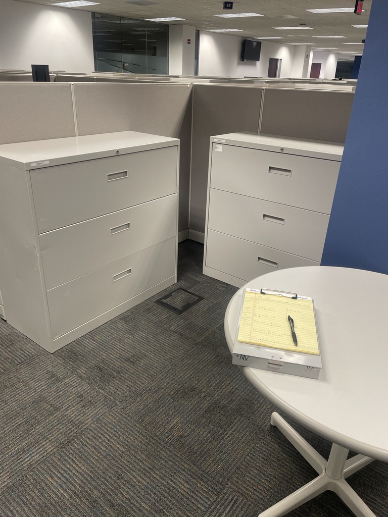 36" Off white 3-Drawer Lateral