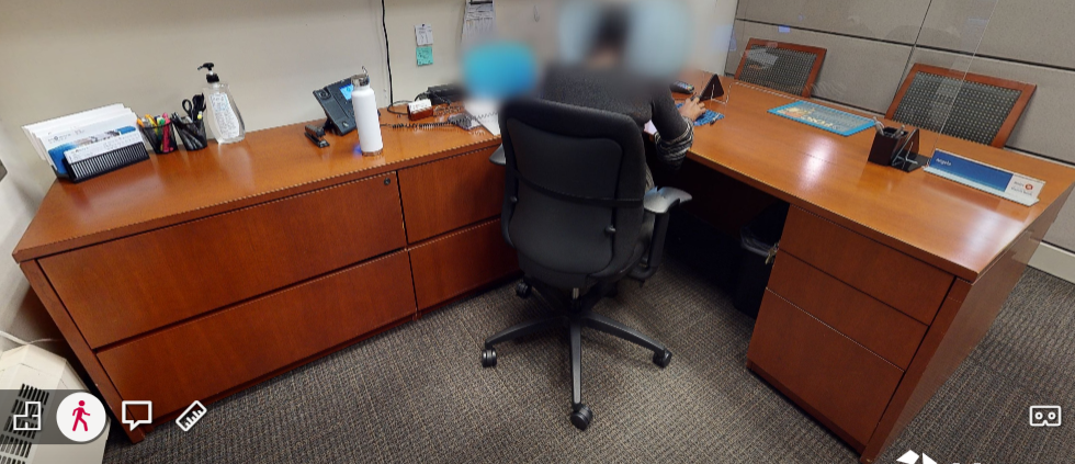 L-shaped desk, wood
