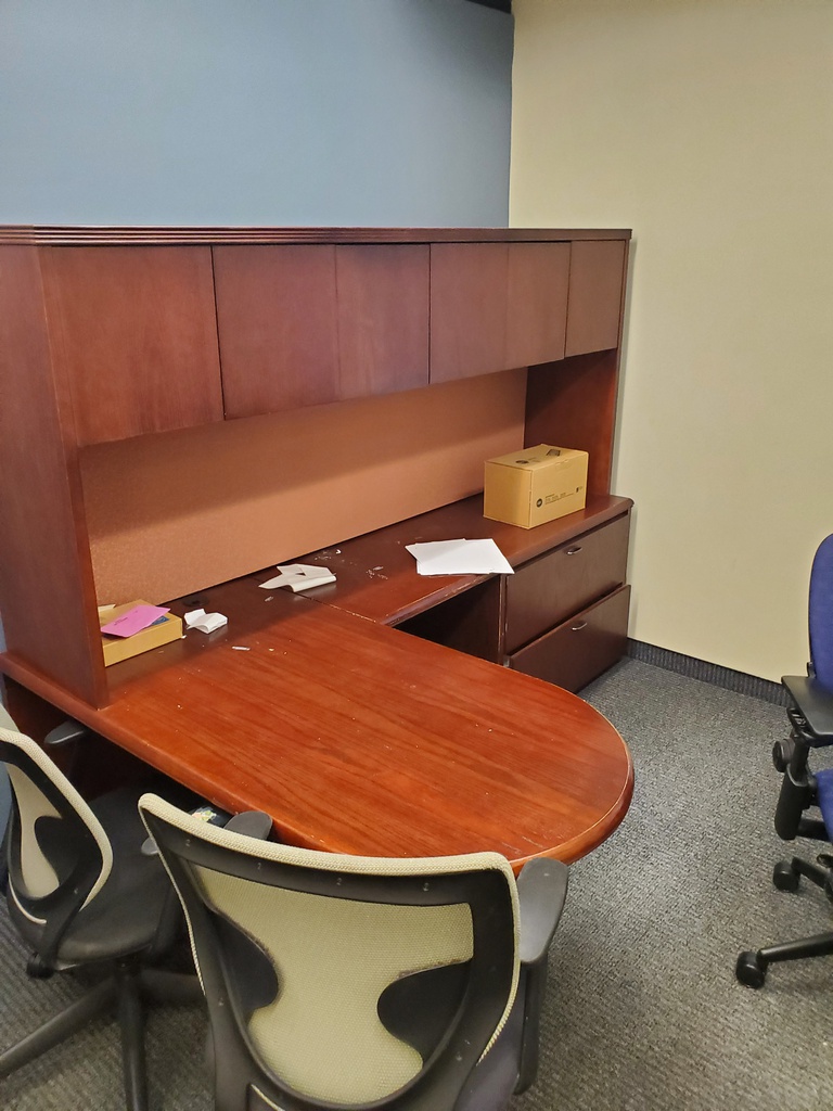 Office suite - wood piano desk w Hutch