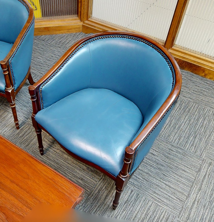 Blue round guest chair