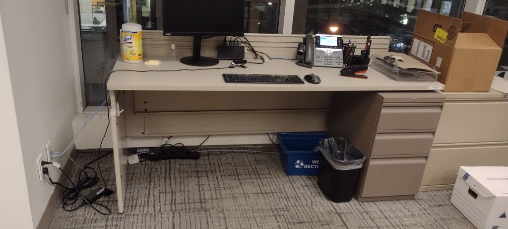 Teknion Desk + Pedestal, Wood/Metal, 72"x2'