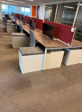 WORKSTATIONS - 28"D X 72"W DOUBLE SIDED W/72" RED FABRIC SCREEN