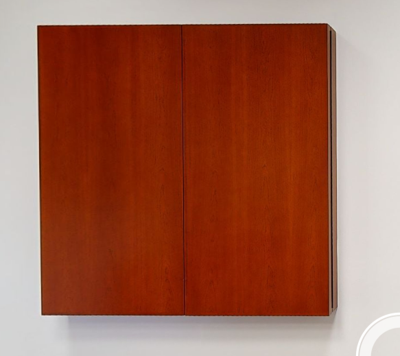 Whitboard in mounted wall cabinet
