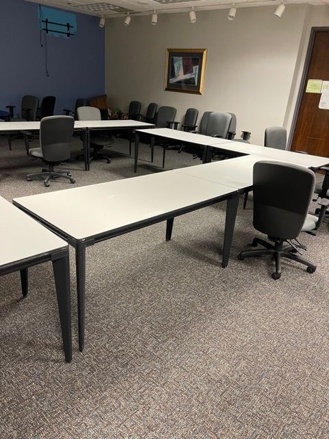 Training Table - Fixed Leg White Table Top, Black Base