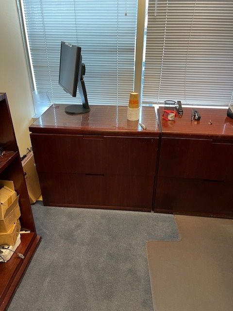 Cabinet - Wood 2-Drawer, Red Wood