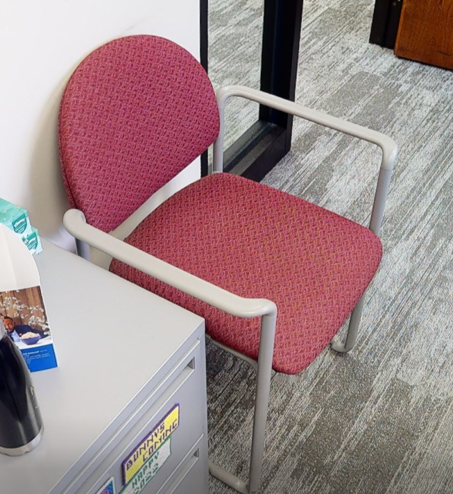 Red guest chair, metal