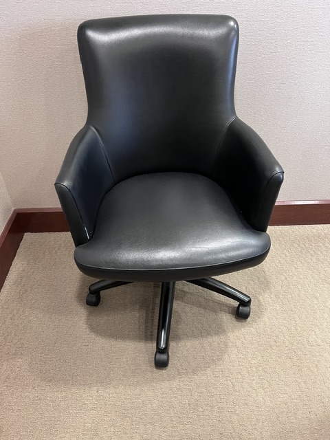 Black leather conference room chairs