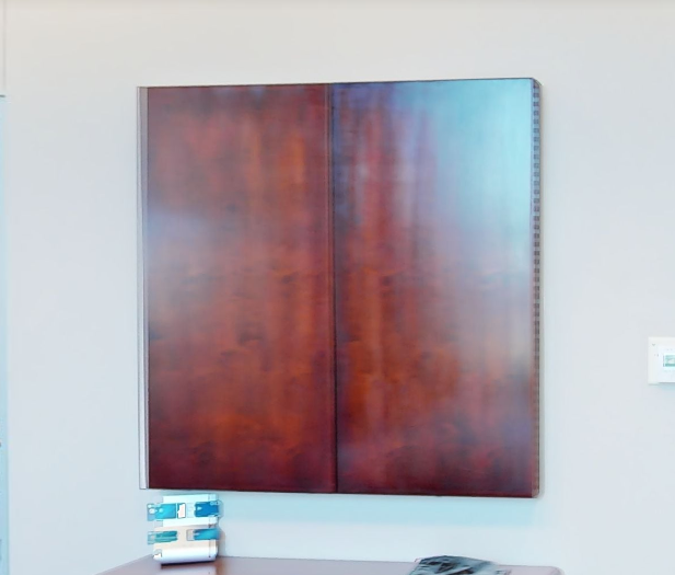 Whiteboard in wall mounted cabinet