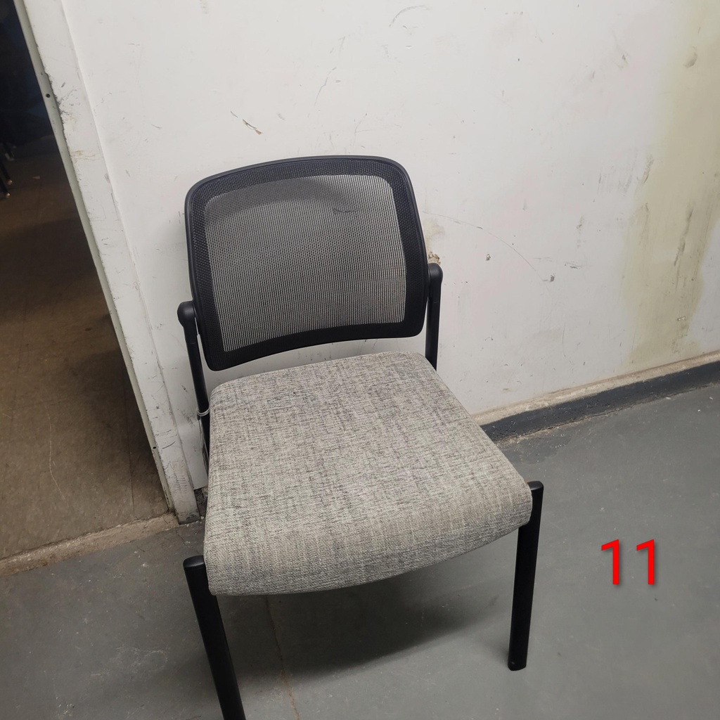 Black Mesh Back Gray Cushion Arm Less Chair