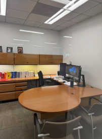 PRIVATE OFFICE (D TOPS WILL NOT HAVE ANY BASE SUPPORT AS THE CLIENT IS KEEPING THE SITSTANDS) 2 PICS
