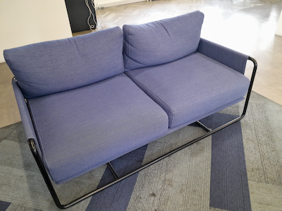 Blue fabric 2 seater sofa