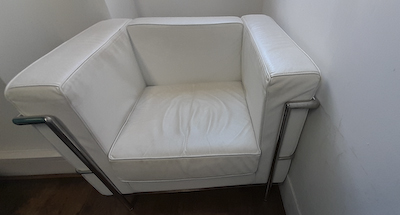 White faux leather single armchair sofa