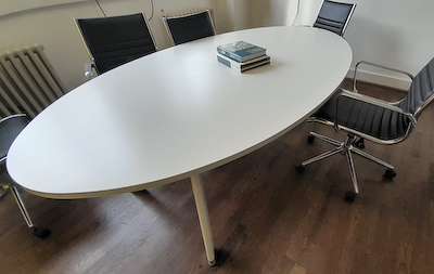 White oval meeting table 