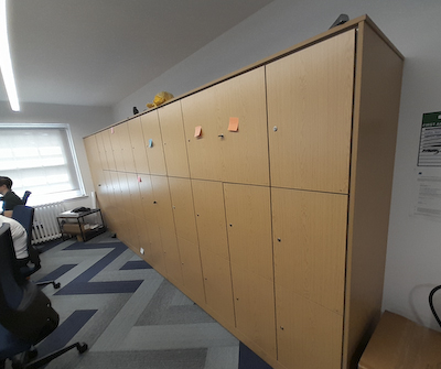Large brown wood look locker unit 