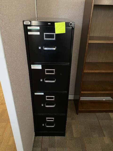 Skinny 4 Drawer Black File Cabinet