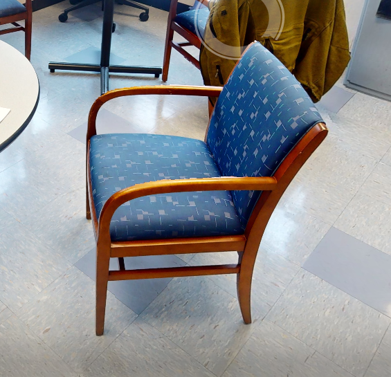 Blue patterned guest chair