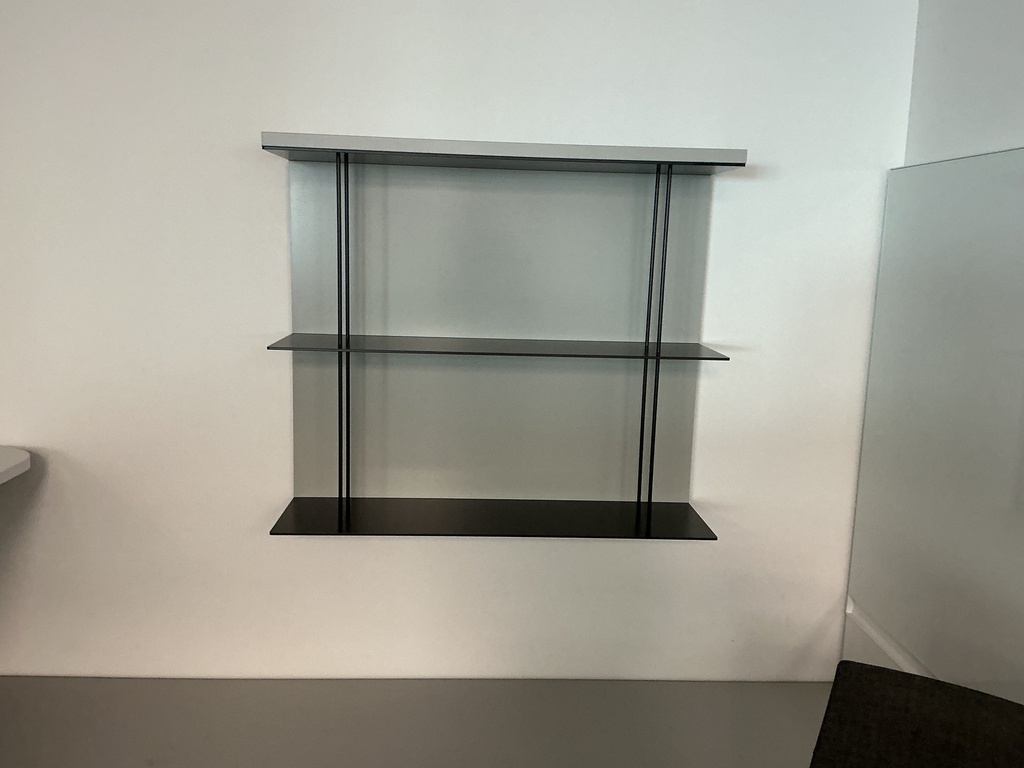 Private office floating shelves 