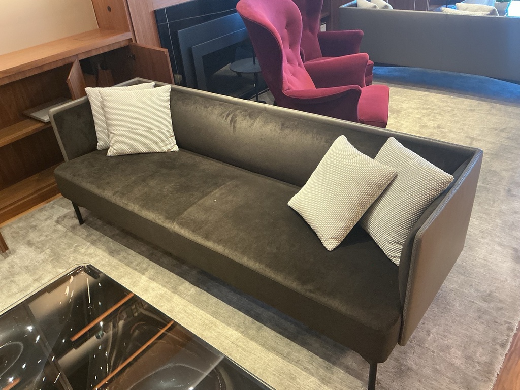 Sofa w/leather and suede. Toupe