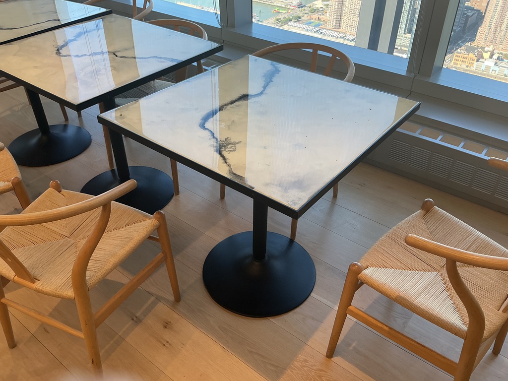 Café tables — faux marble, Tops