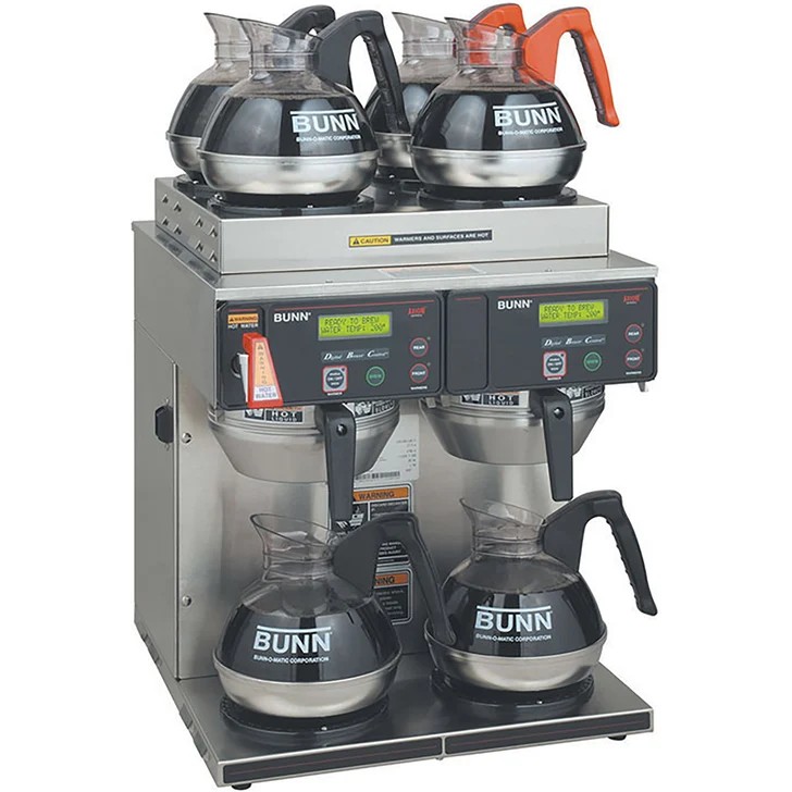 Coffee maker— 1 double and one single-six brewing pot— 18 smaller brewing pots (photo representation)