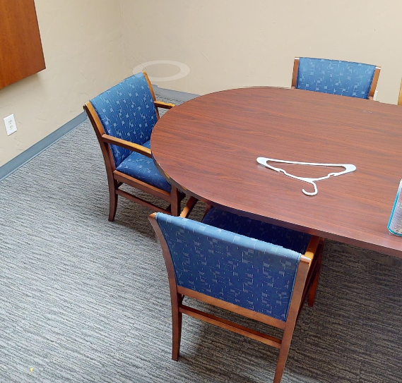 Blue patterned guest chair