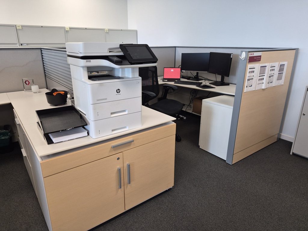 8' x 8' Mid Workstation Wood, Metal, Fabric