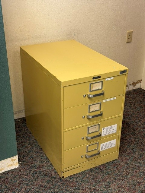yellow filing cabinet