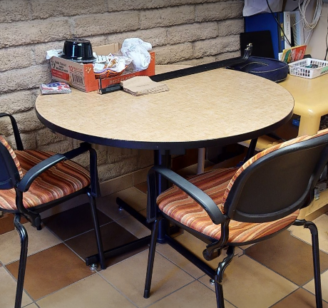 white café table