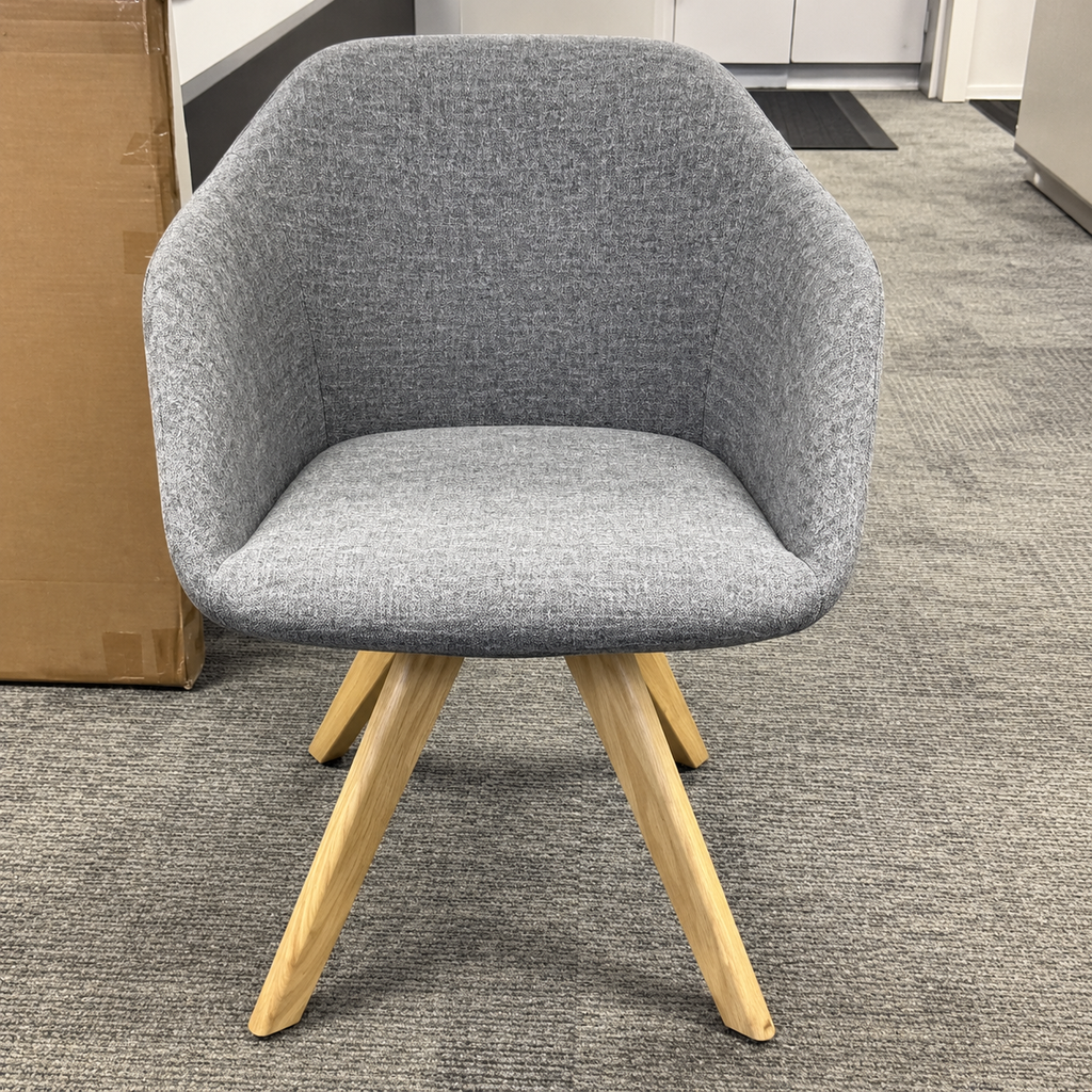 Allermuir ArmchairLight grey fabric upholsteryWooden 4-Legs
