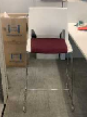 Haworth Very Wire Stacker Stool
White plastic seat &amp; back shell
Dark red seat cushion