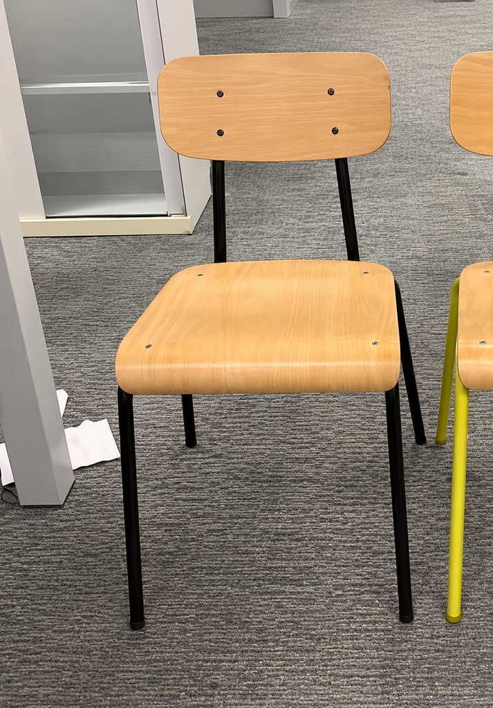 AC Forster Stackable Chair
Plywood seat and back
Black metal seat frame