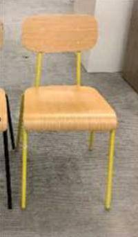 AC Forster Stackable Chair
Plywood seat and back
Yellow metal seat frame