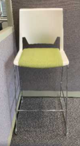 Haworth Very Wire Stacker Stool
White plastic seat &amp; back shell
Light green seat cushion