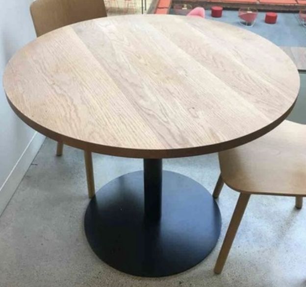 Round wood top table
