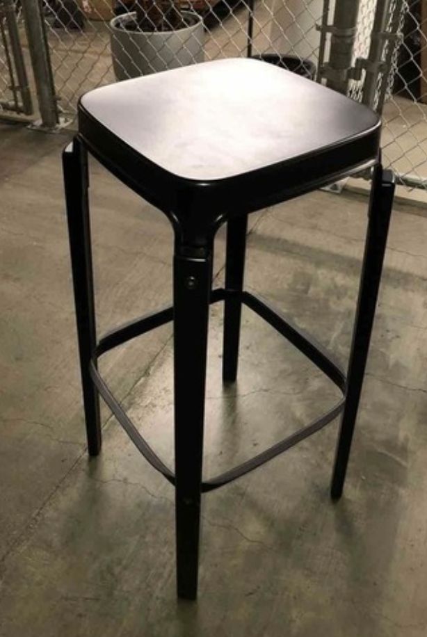 Black metal bar height stool