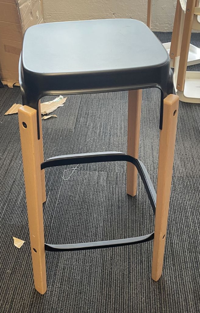 Black metal top/wood legs 
counter height stool