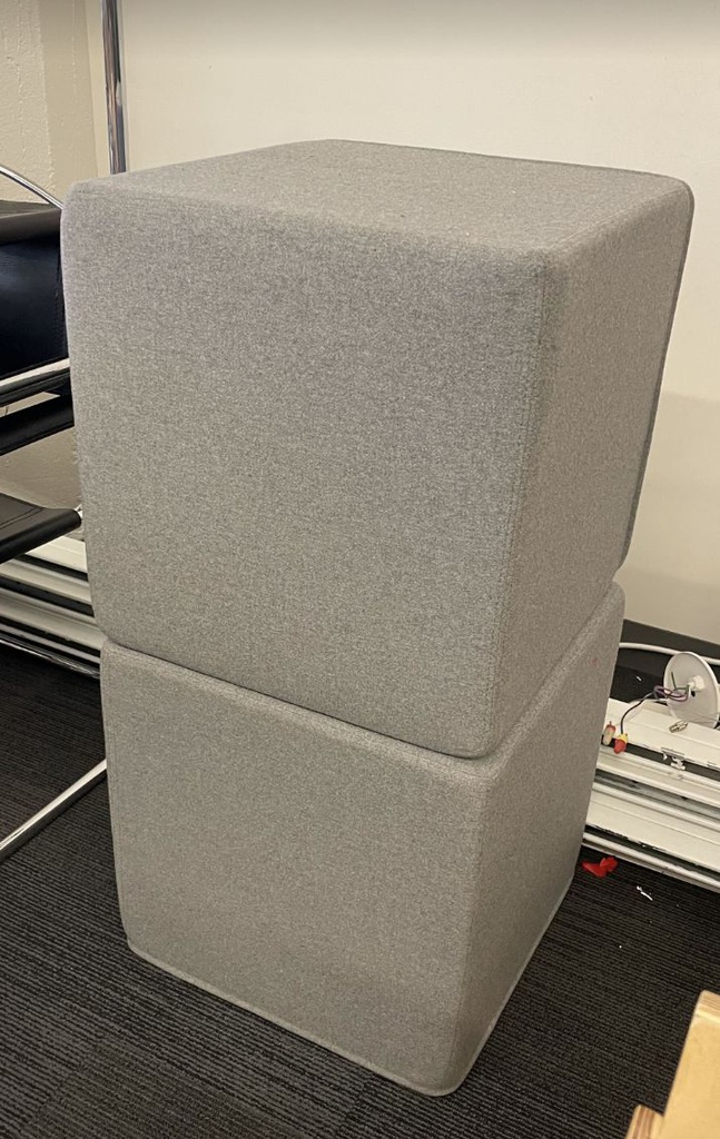 Light grey cube ottoman