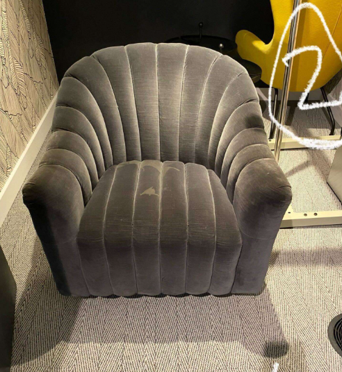 Grey Velvet Lounge Chair