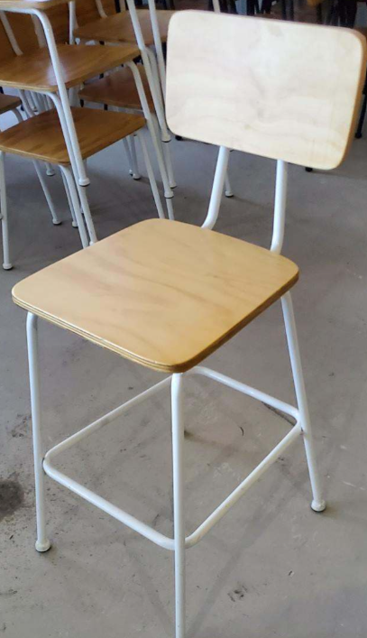 Tall White &amp; Wood Stool/Chair