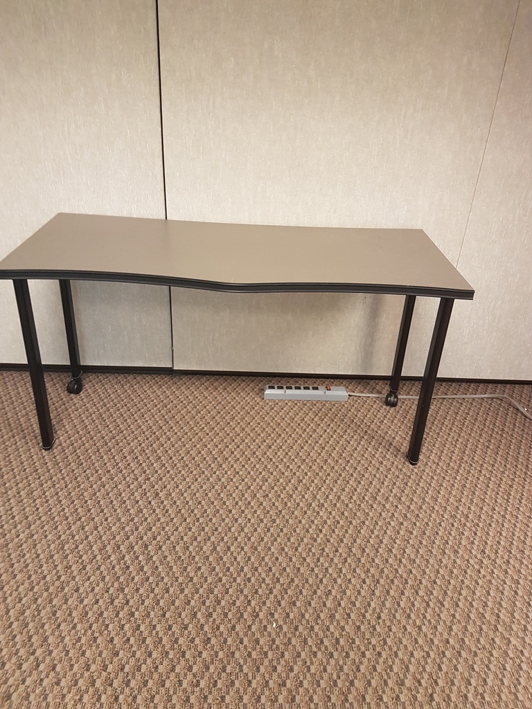 Table, grey top, black leg