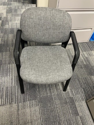 Grey Guest Chair, Black Arms