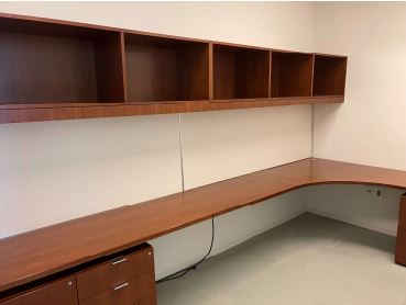 Medium Office Suite Custom Wood with Wall Hung Overheads