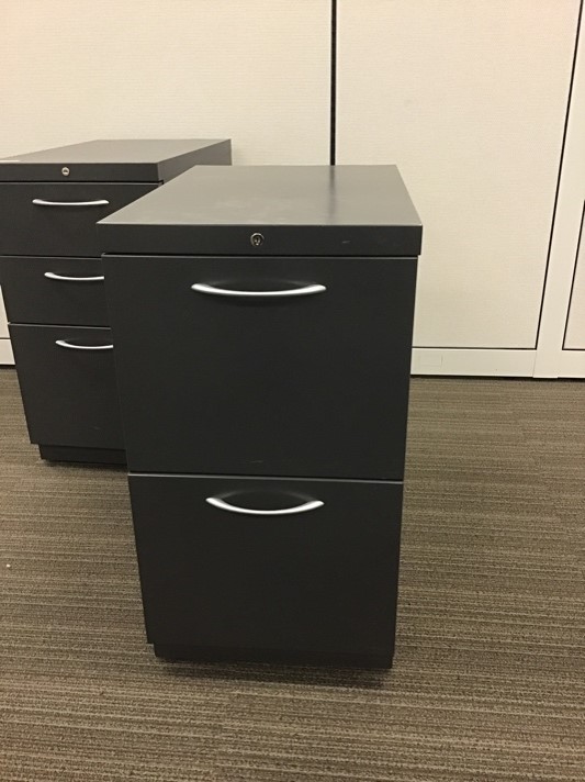 Black 2 Drawer Vertical Pedestal  (15”W x 23”D x 28”H)